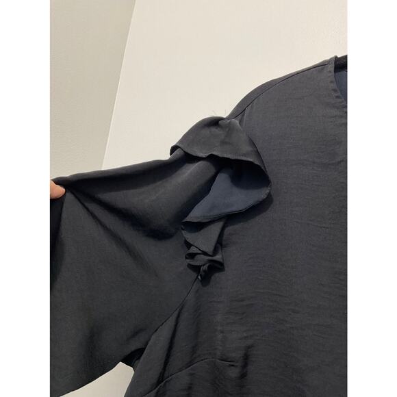 Lane Bryant Black Ruffle Long Sleeve Career Blouse - Picture 3 of 9